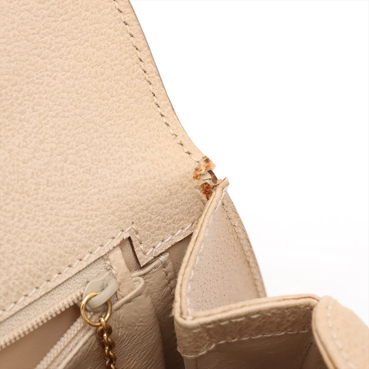 bamboo leather 2WAY handbag beige with mirror — view 13