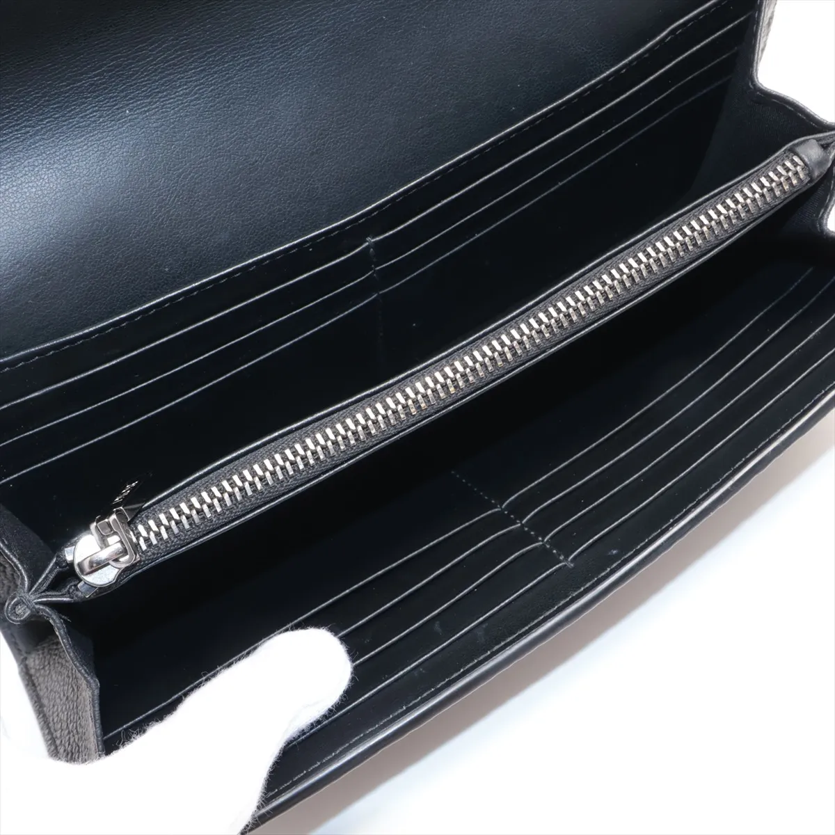 Oblique Gravity Leather Long Wallet, Black — view 4