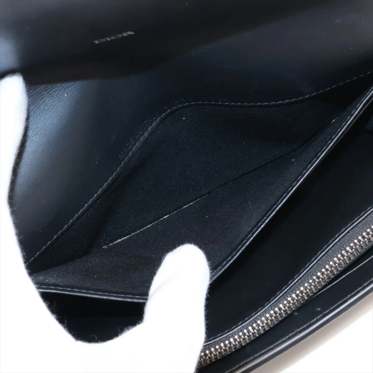 Oblique Gravity Leather Long Wallet, Black — view 5