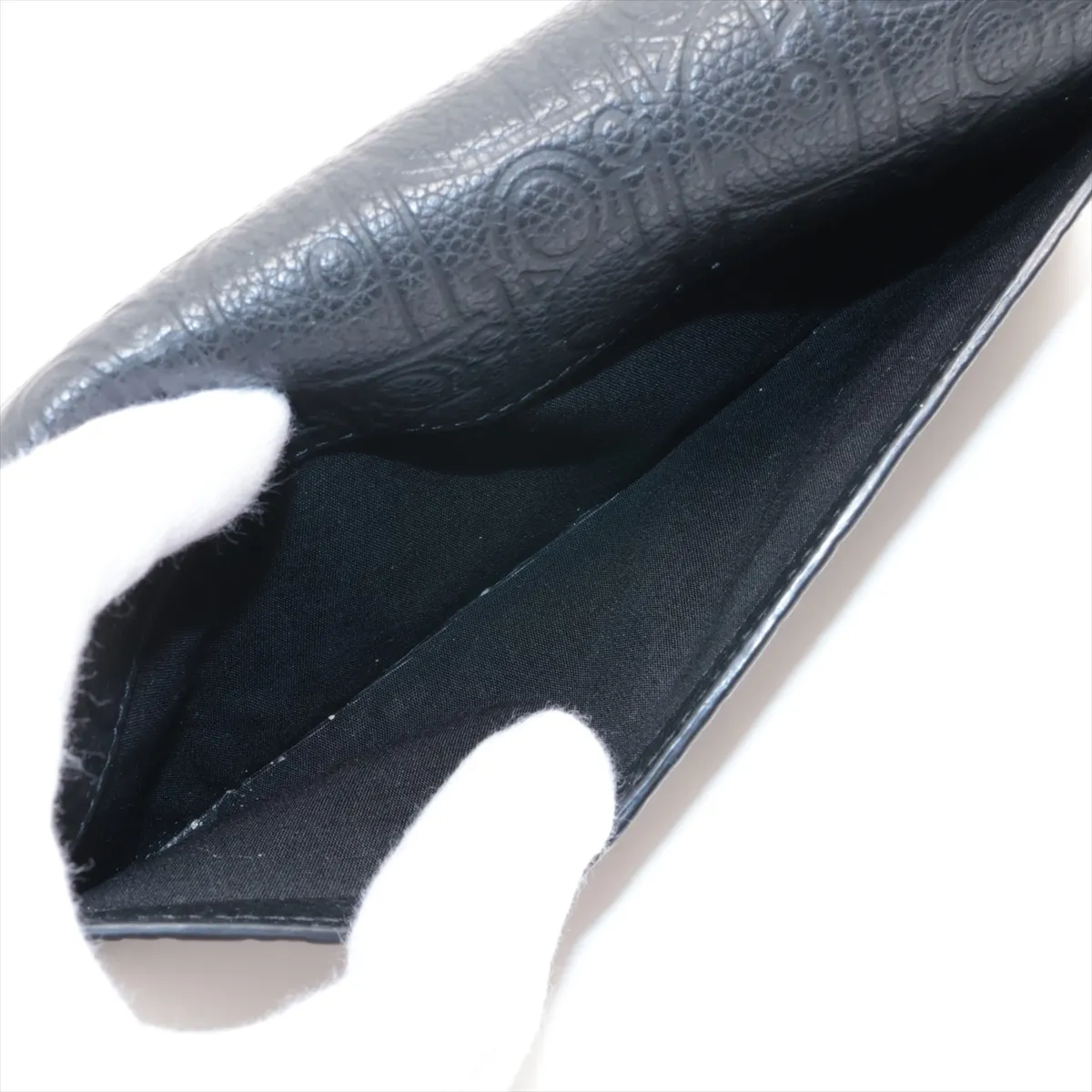 Oblique Gravity Leather Long Wallet, Black — view 9