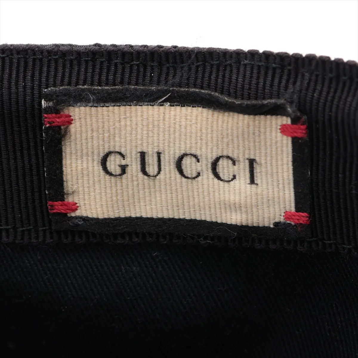 200035 GG Canvas Cap, Size M, Cotton x Polyester, Black. Shows signs of wear, including — view 5