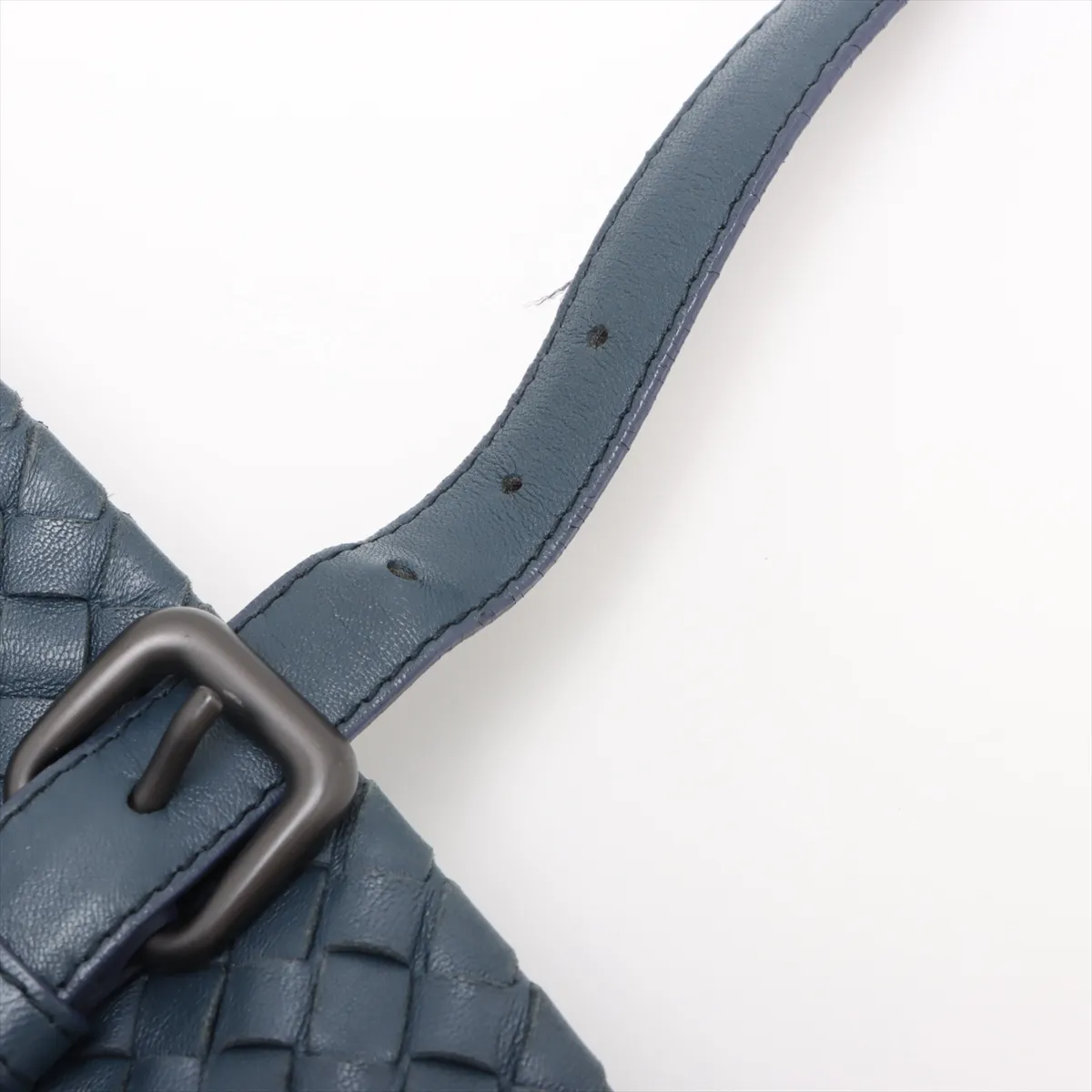 Intrecciato Leather Tote Bag Navy — view 14