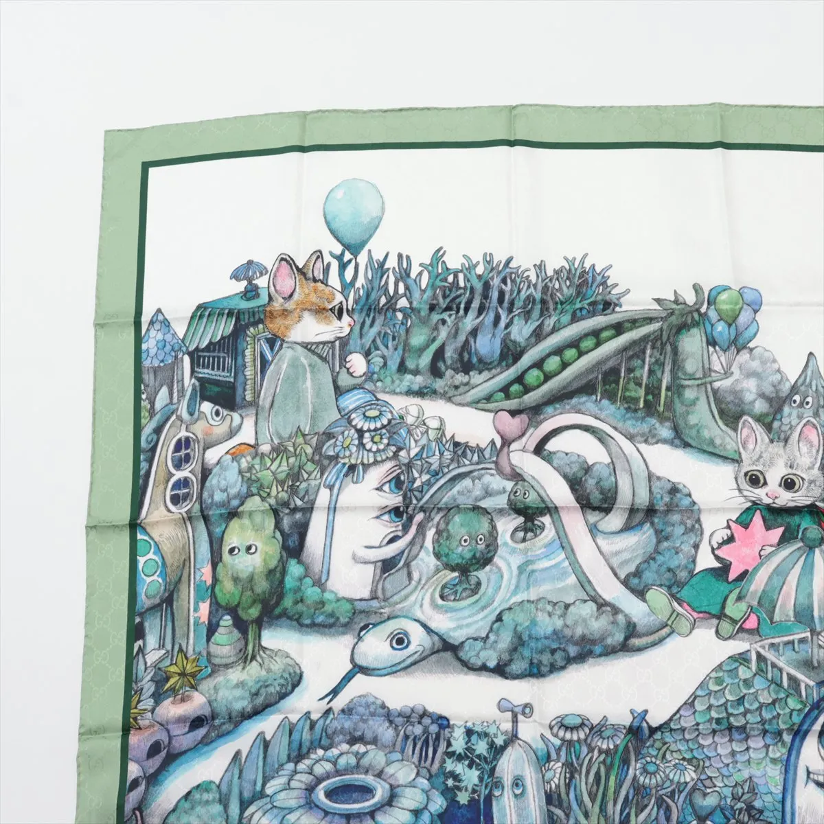 x Higuchi Yuko 863477 Scarf, Silk, Green, — view 2