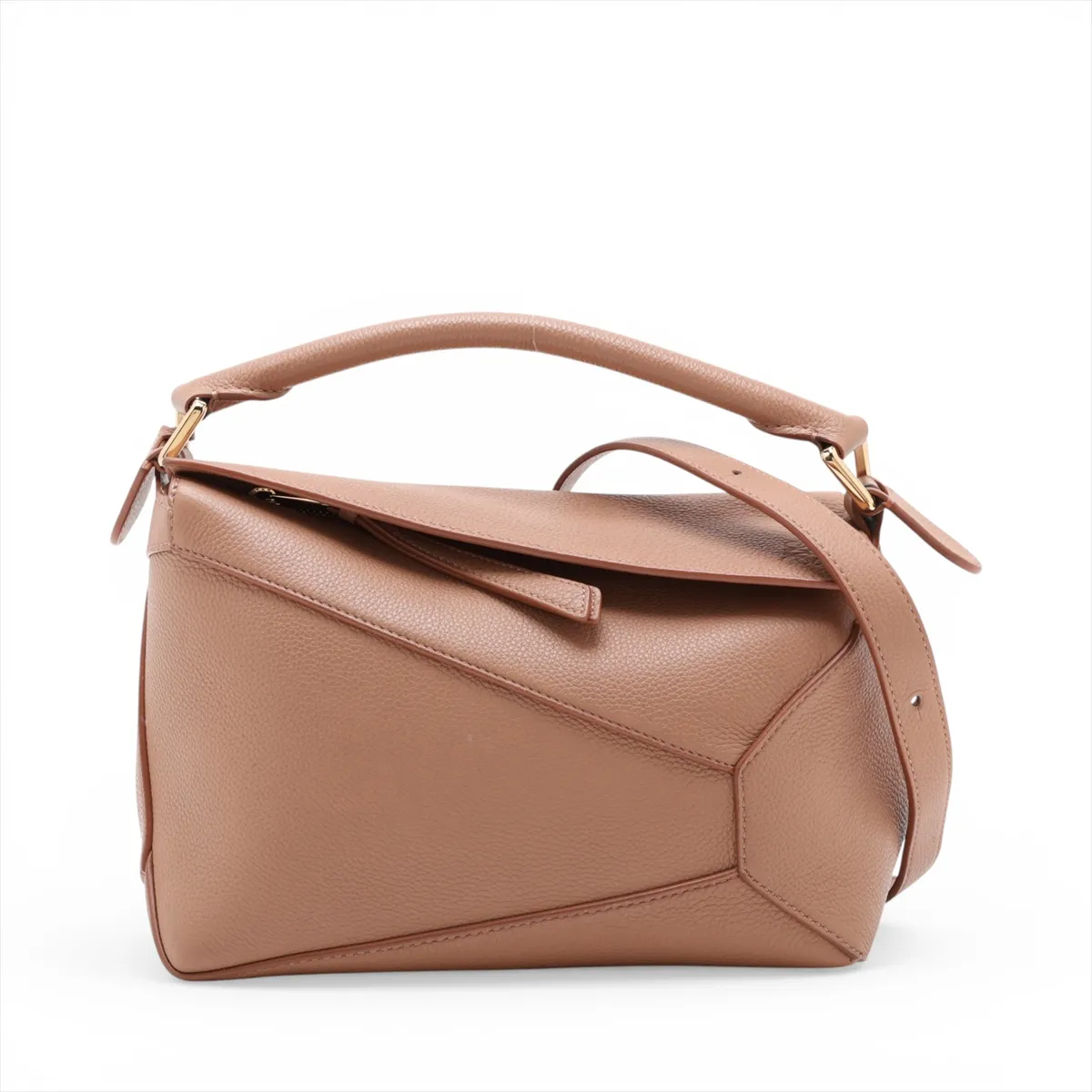 Puzzle Bag Small Leather 2-Way Handbag Brown