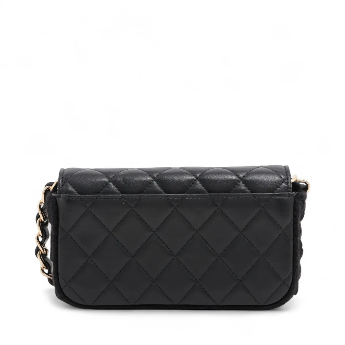Matelasse Lambskin x Crochet Chain Wallet Black Gold Hardware 31947894 31s — view 2