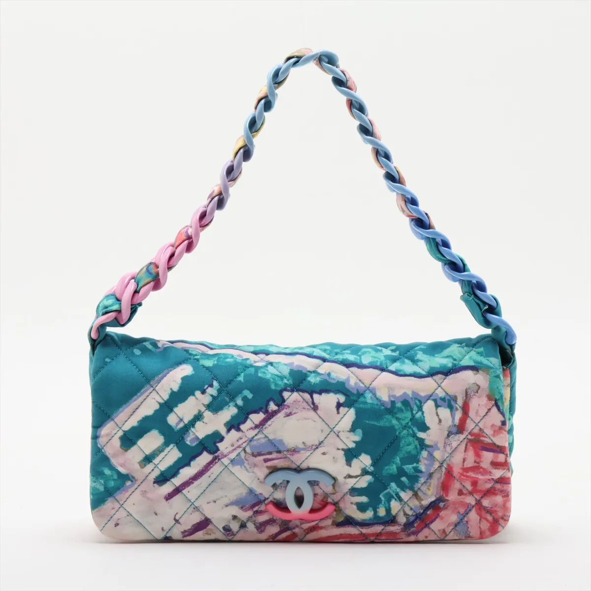 Matelassé Nylon Chain Shoulder Bag, Multicolor, Silver Hardware, 14154571, Series 14