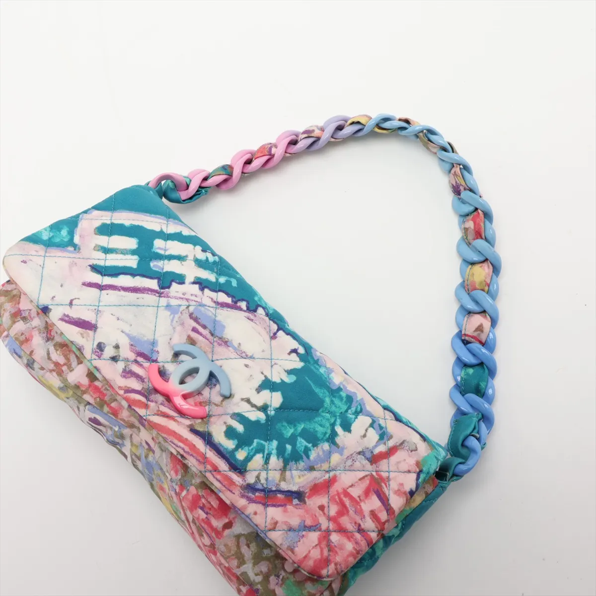 Matelassé Nylon Chain Shoulder Bag, Multicolor, Silver Hardware, 14154571, Series 14 — view 5