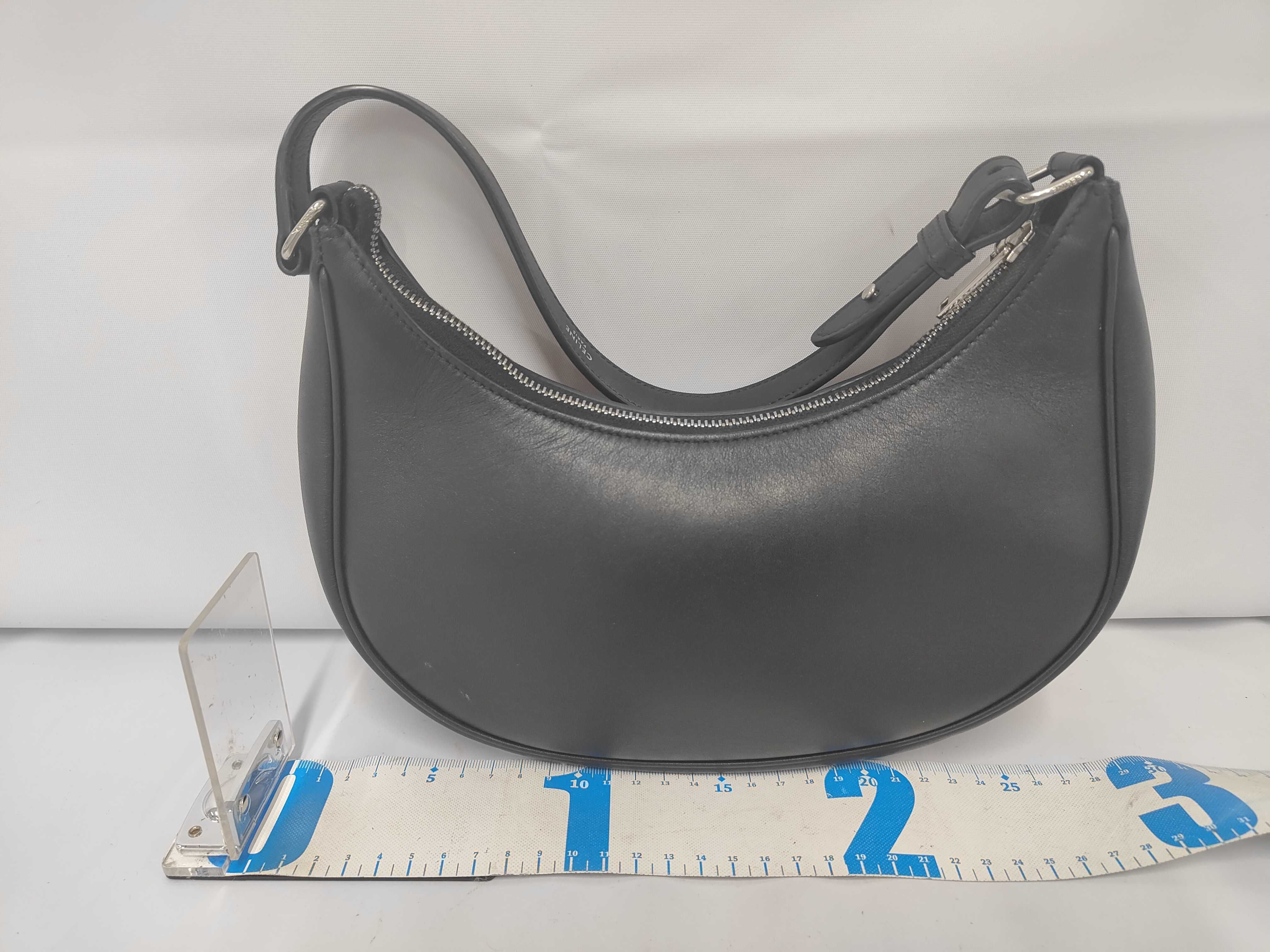 Ava Logo Black Calfskin Leather Bag with Silver Hardware — view 2
