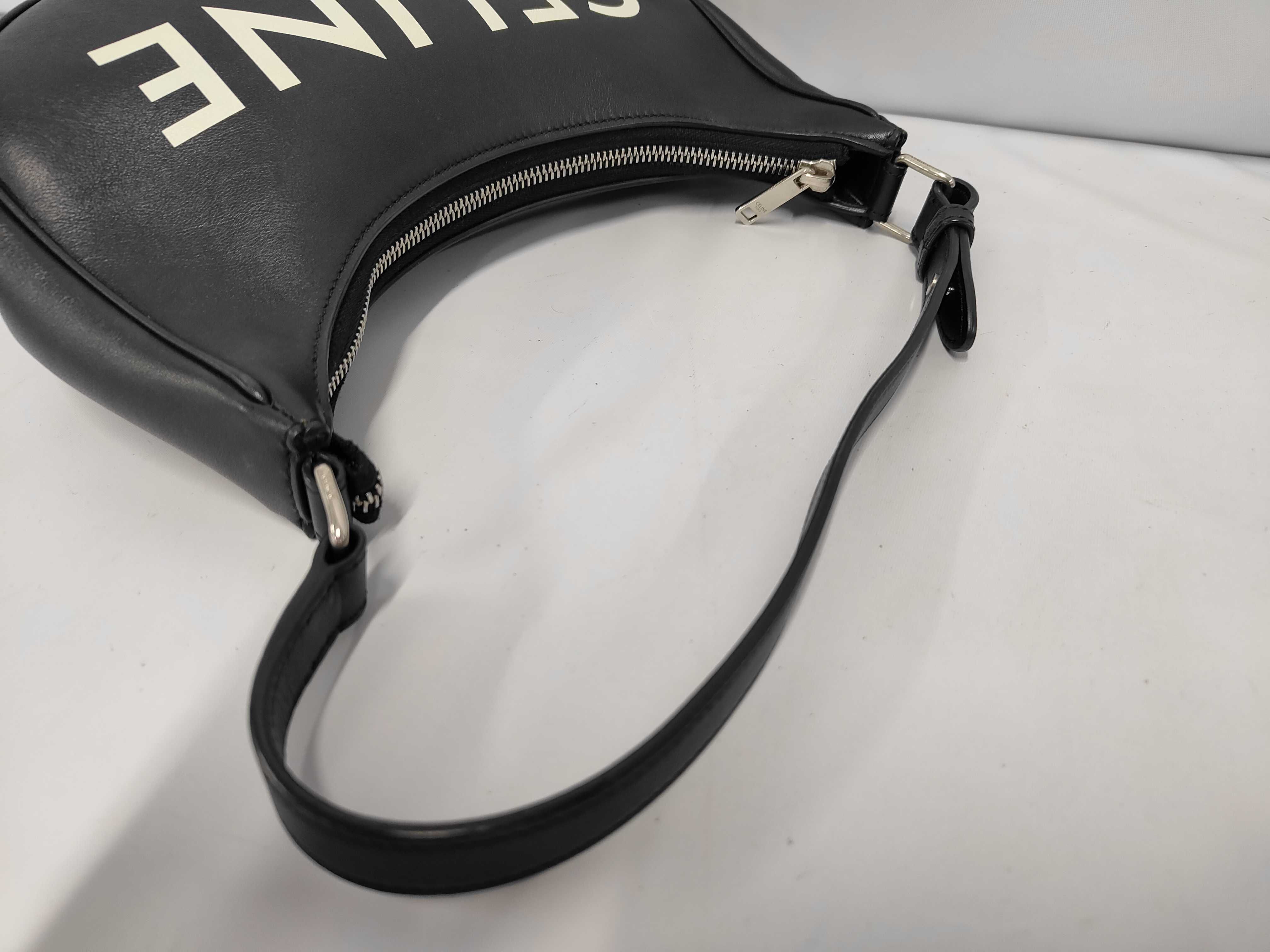 Ava Logo Black Calfskin Leather Bag with Silver Hardware — view 5
