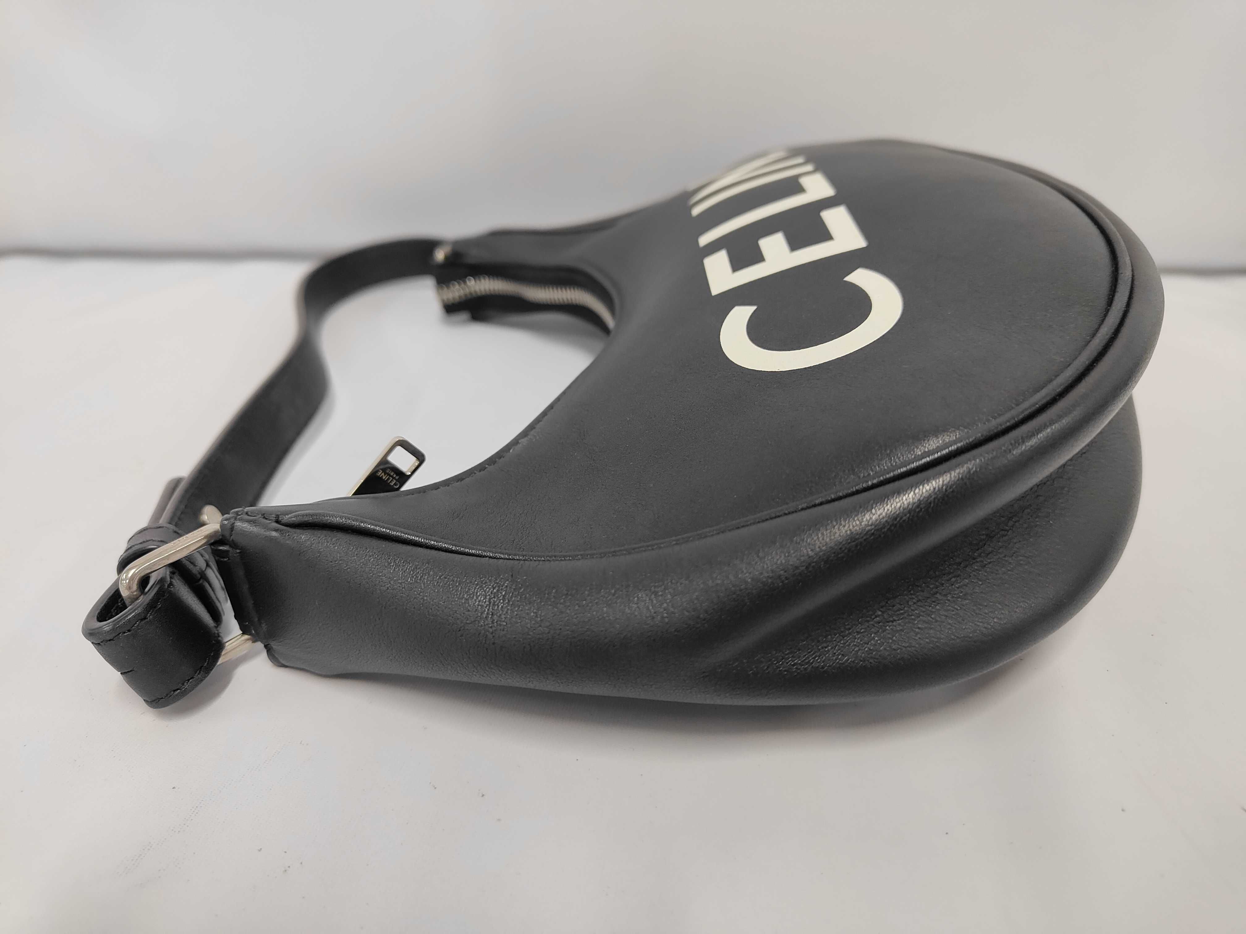 Ava Logo Black Calfskin Leather Bag with Silver Hardware — view 9