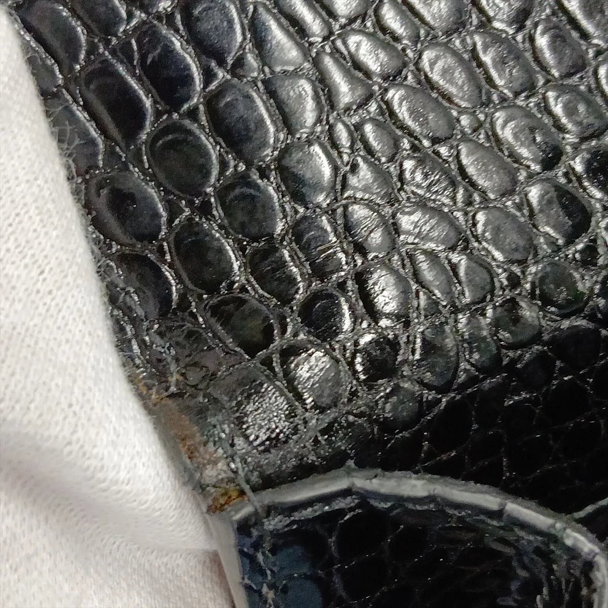 Medium Sunset 498779 Crocodile Embossed Chain Shoulder Bag, Black — view 13