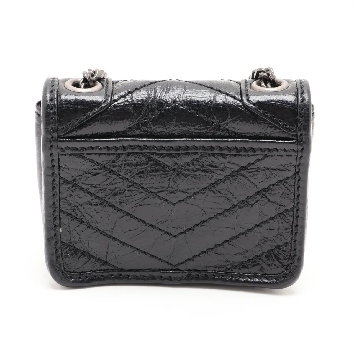 Niki GBL710844 Leather Chain Shoulder Bag, Black — view 2