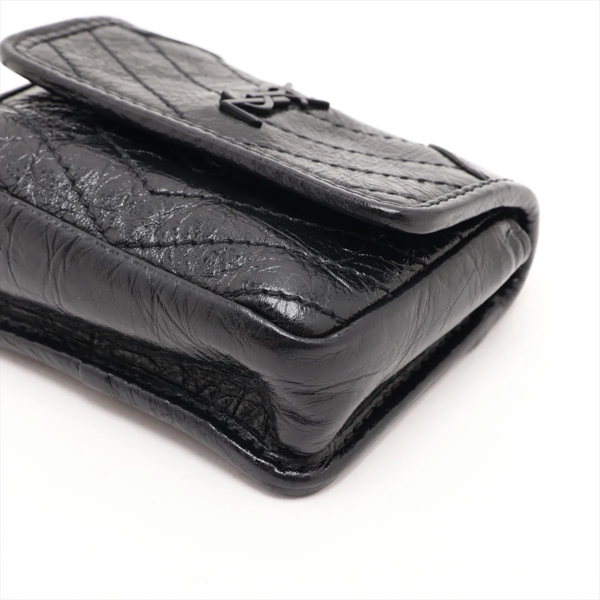 Niki GBL710844 Leather Chain Shoulder Bag, Black — view 3