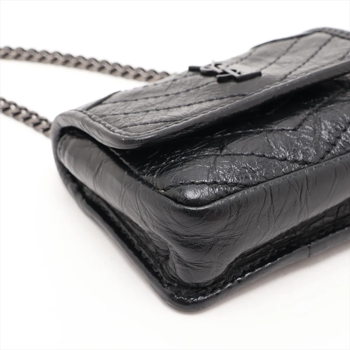 Niki GBL710844 Leather Chain Shoulder Bag, Black — view 4