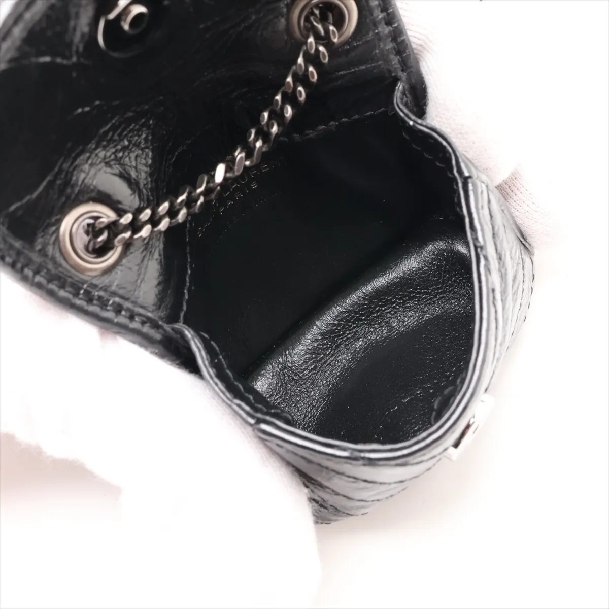 Niki GBL710844 Leather Chain Shoulder Bag, Black — view 6