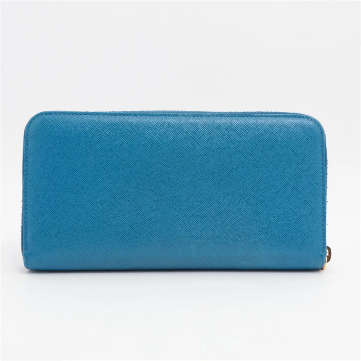 Saffiano Shine 1ML506 Leather Round Zip Wallet Blue — view 2