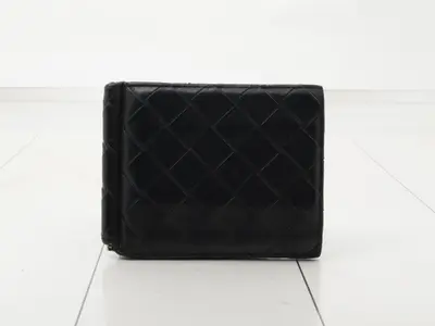 Intrecciato (bag) and wallet, black/yellow, with money clip.
