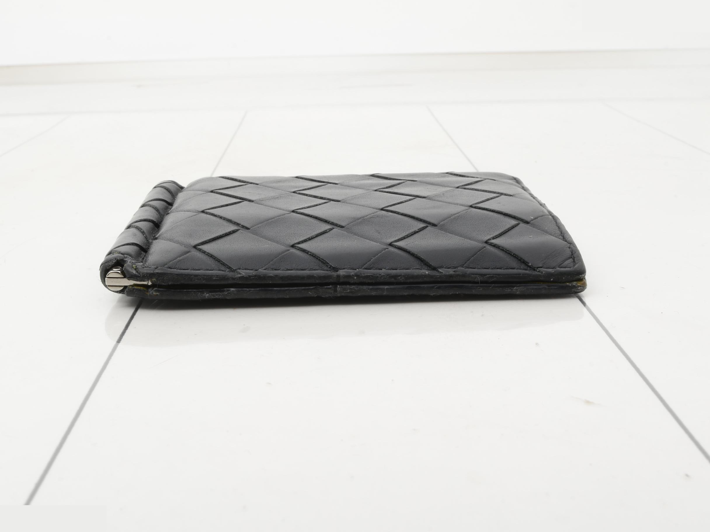 Intrecciato (bag) and wallet, black/yellow, with money clip. — view 3
