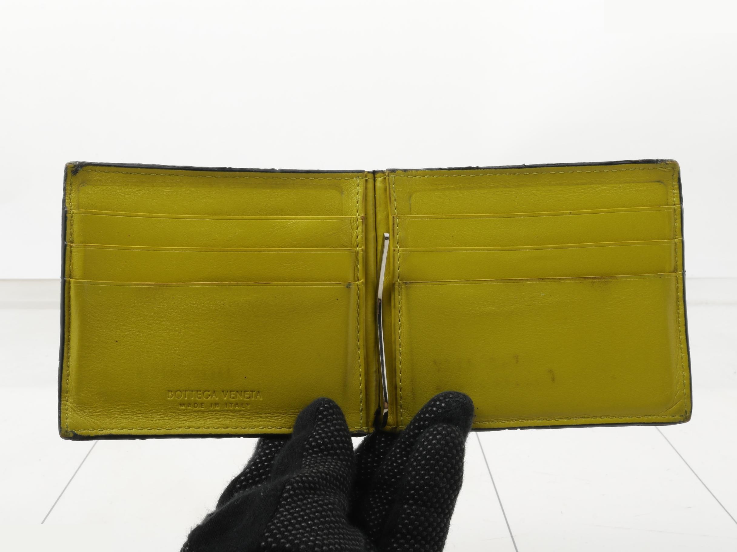 Intrecciato (bag) and wallet, black/yellow, with money clip. — view 4