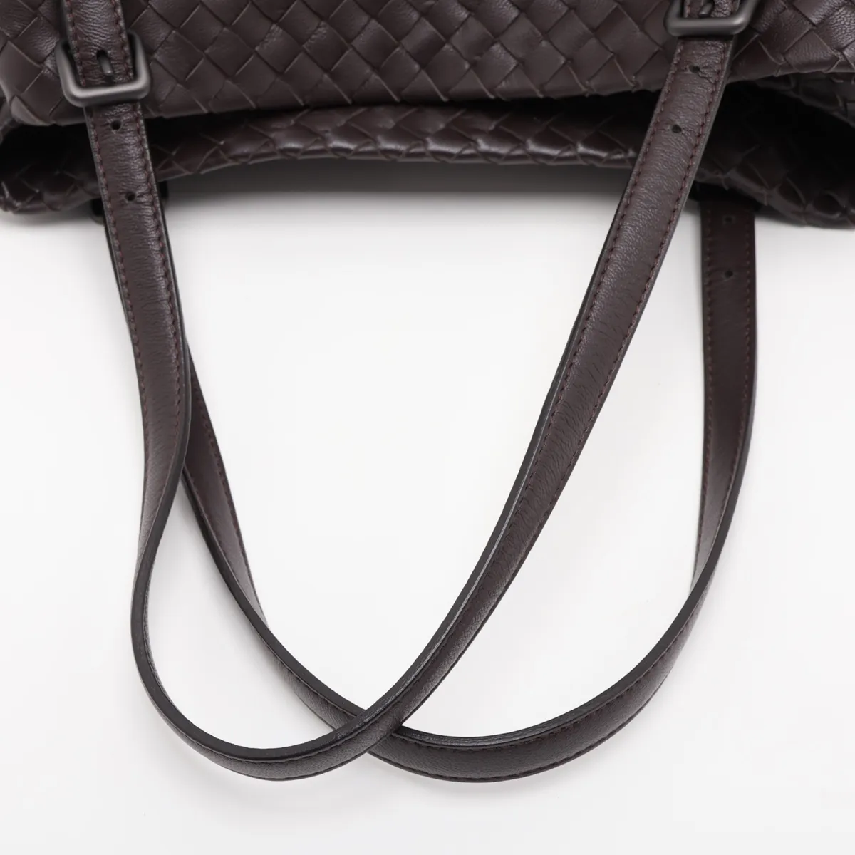 Intrecciato Leather Tote Bag, Brown — view 5