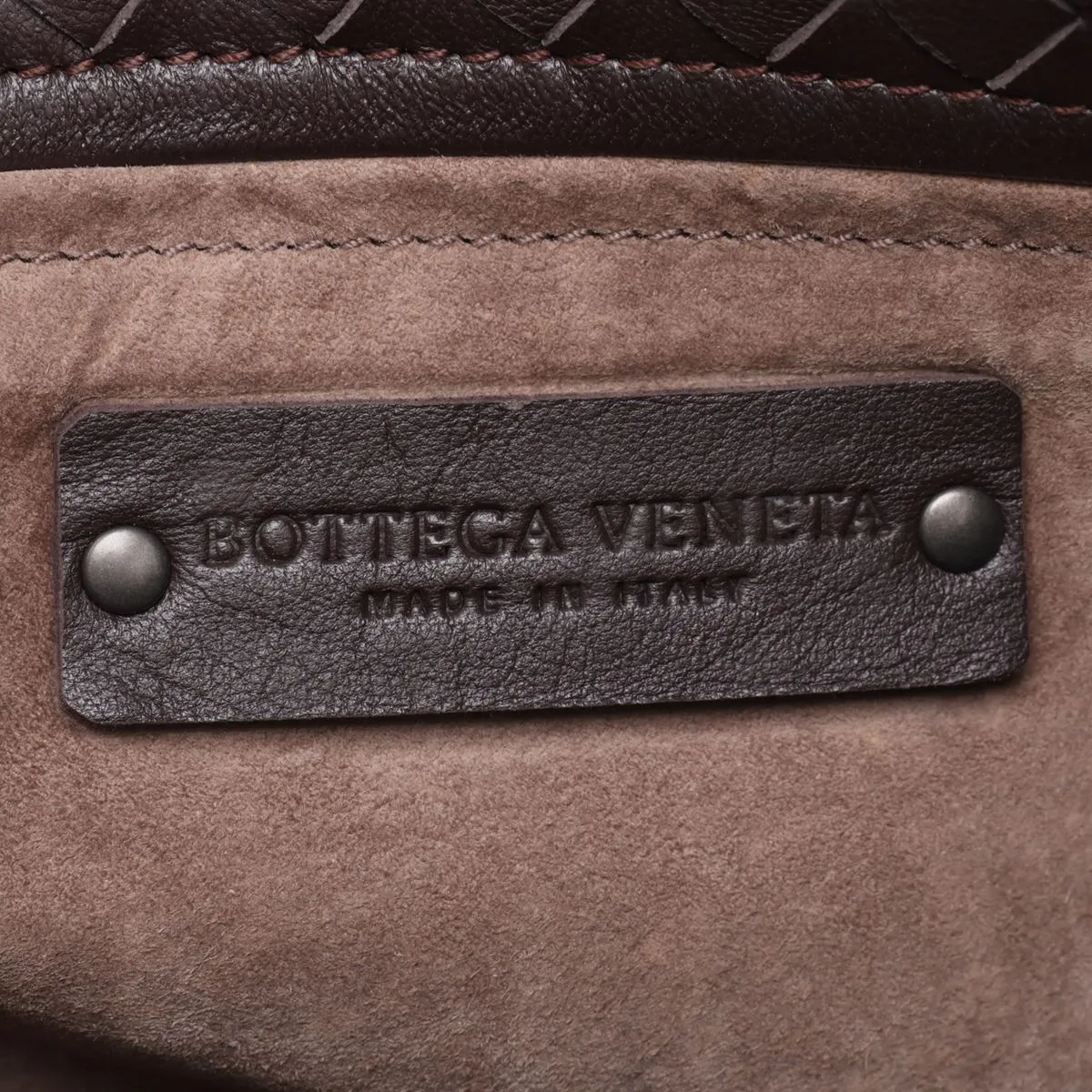 Intrecciato Leather Tote Bag, Brown — view 9