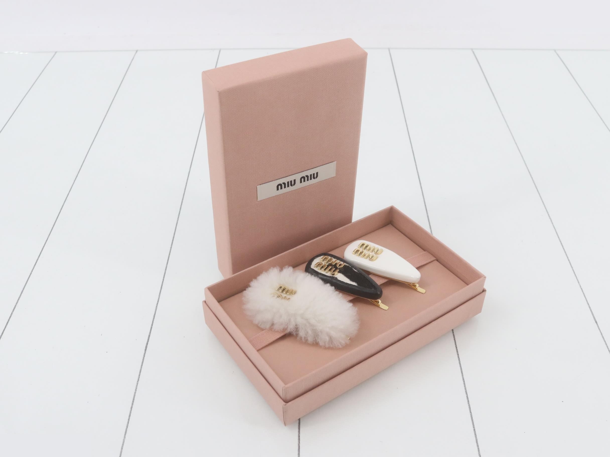 Hair clips x 3 set - Brass / Calfskin / Sheepskin / Lambskin