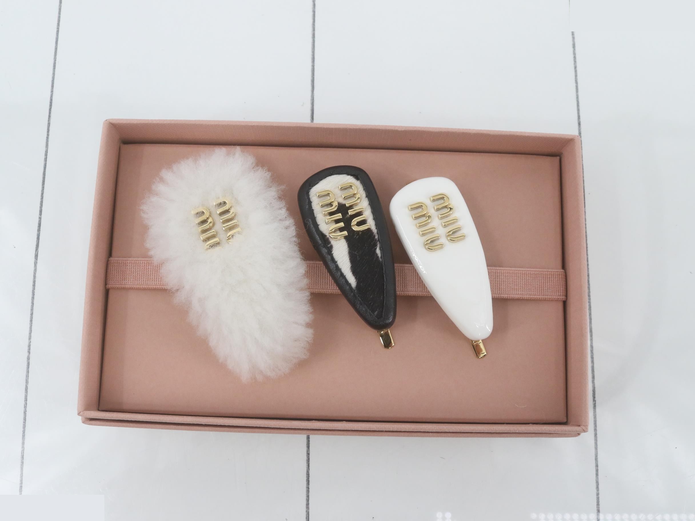 Hair clips x 3 set - Brass / Calfskin / Sheepskin / Lambskin — view 3