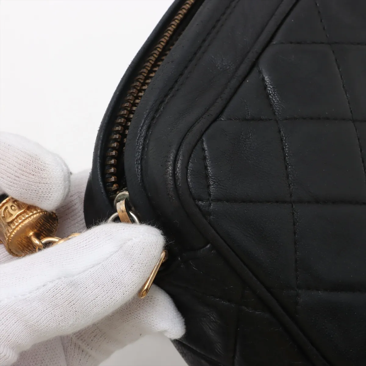 Matelasse Lambskin Chain Shoulder Bag Fringe Black Gold Hardware 1147107 No. 1 — view 13
