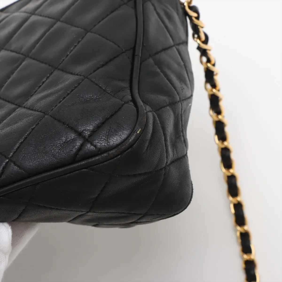 Matelasse Lambskin Chain Shoulder Bag Fringe Black Gold Hardware 1147107 No. 1 — view 14