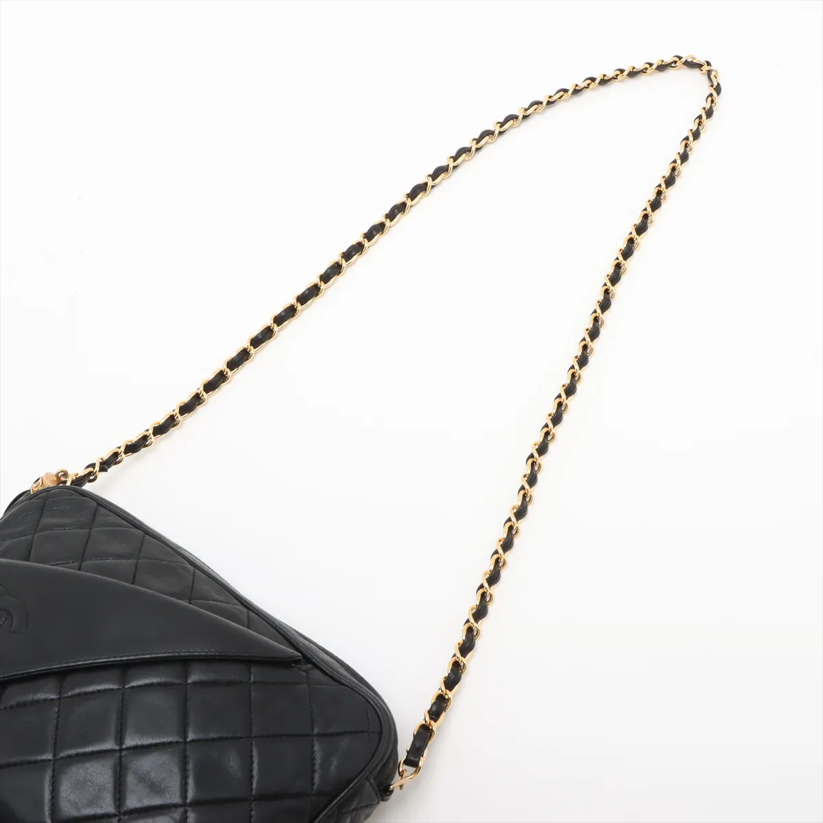 Matelasse Lambskin Chain Shoulder Bag Fringe Black Gold Hardware 1147107 No. 1 — view 5