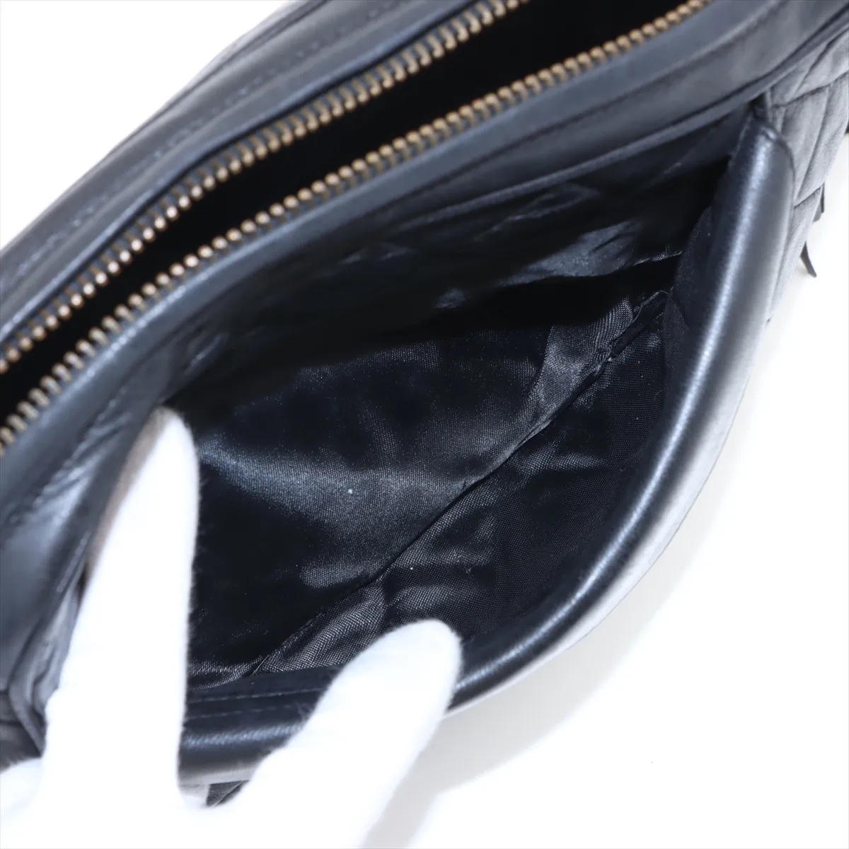 Matelasse Lambskin Chain Shoulder Bag Fringe Black Gold Hardware 1147107 No. 1 — view 8