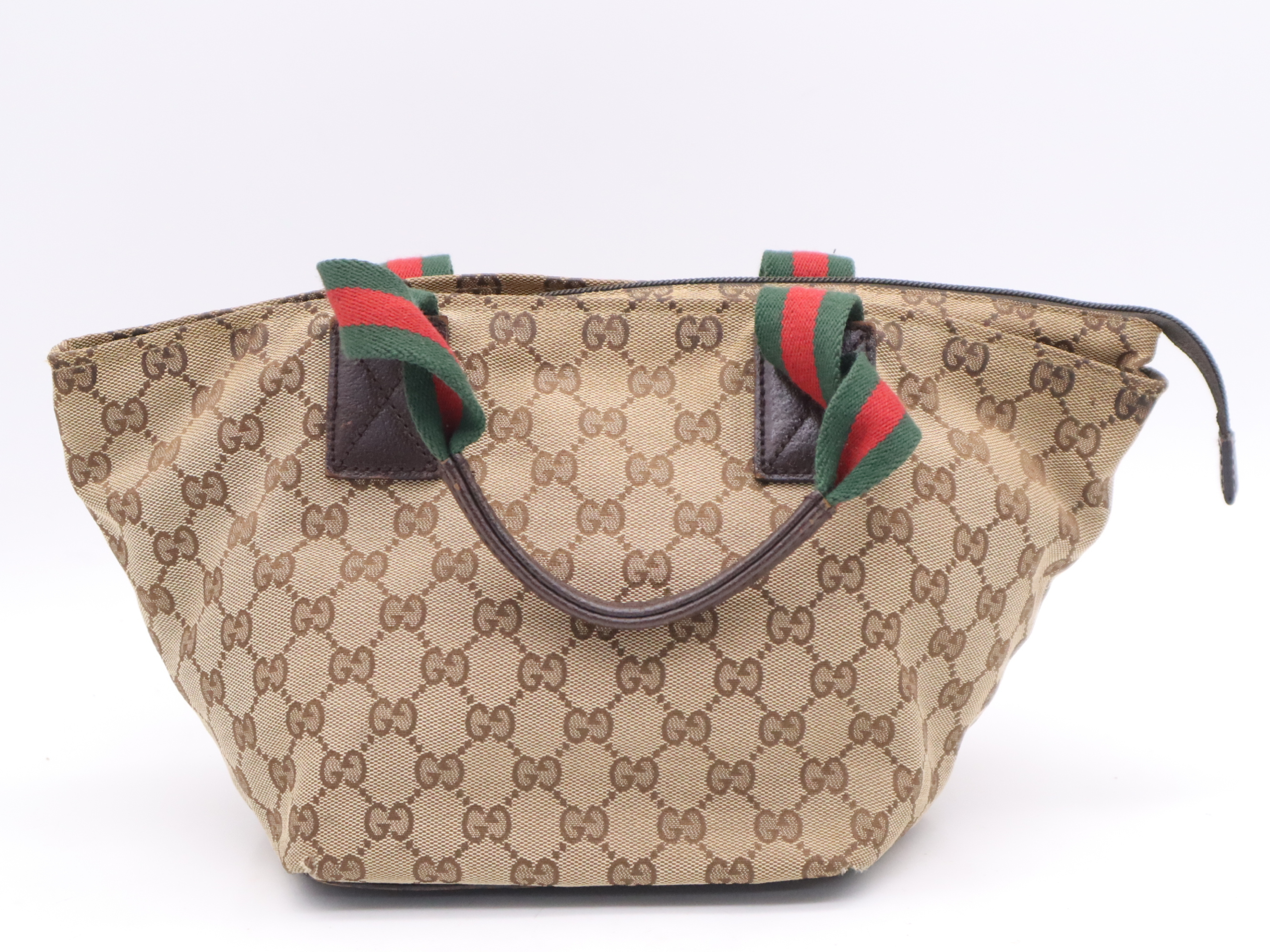 131228GG Canvas Sherry Line Beige Brown Silver Hardware Handbag — view 2