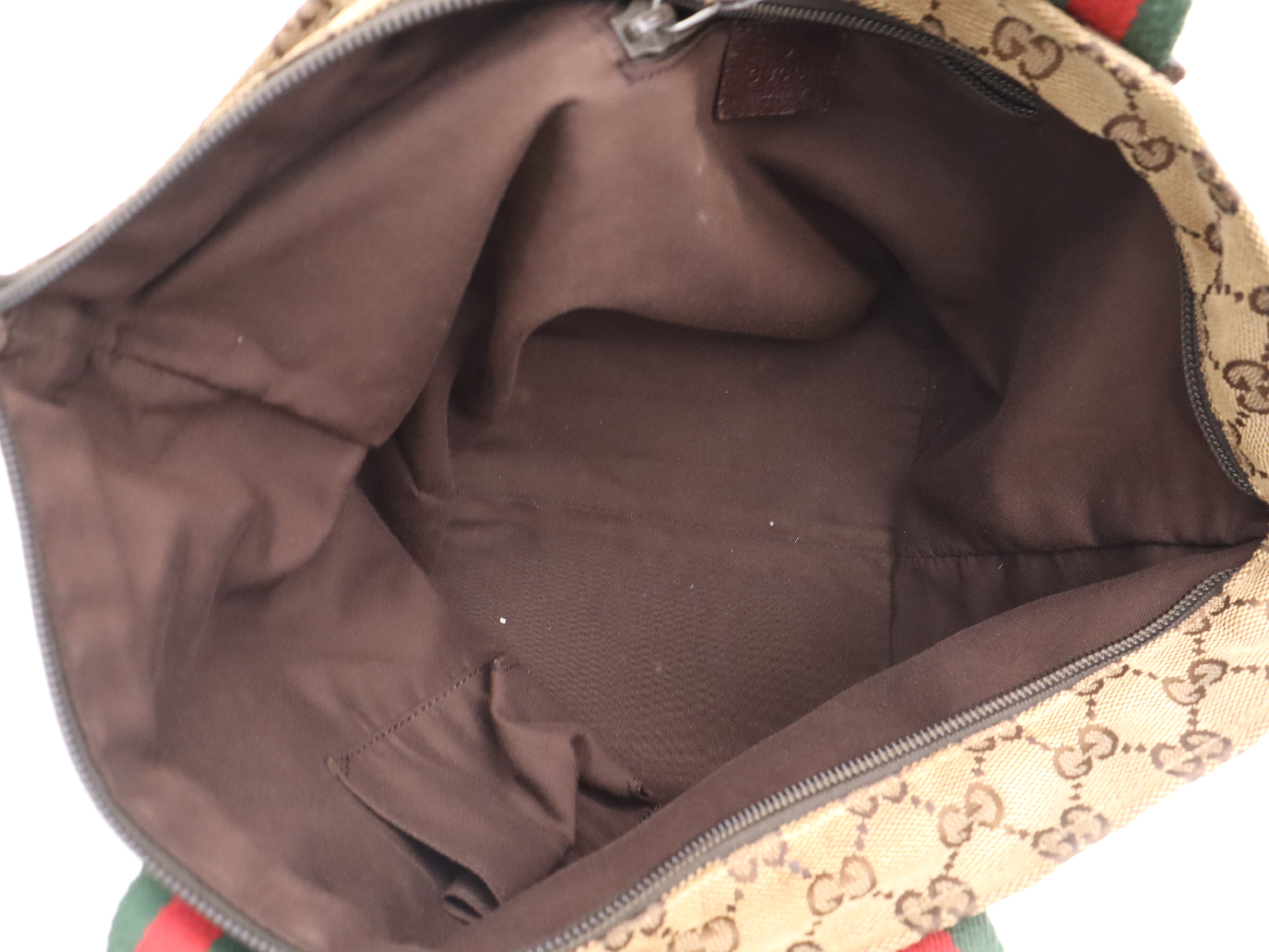 131228GG Canvas Sherry Line Beige Brown Silver Hardware Handbag — view 11