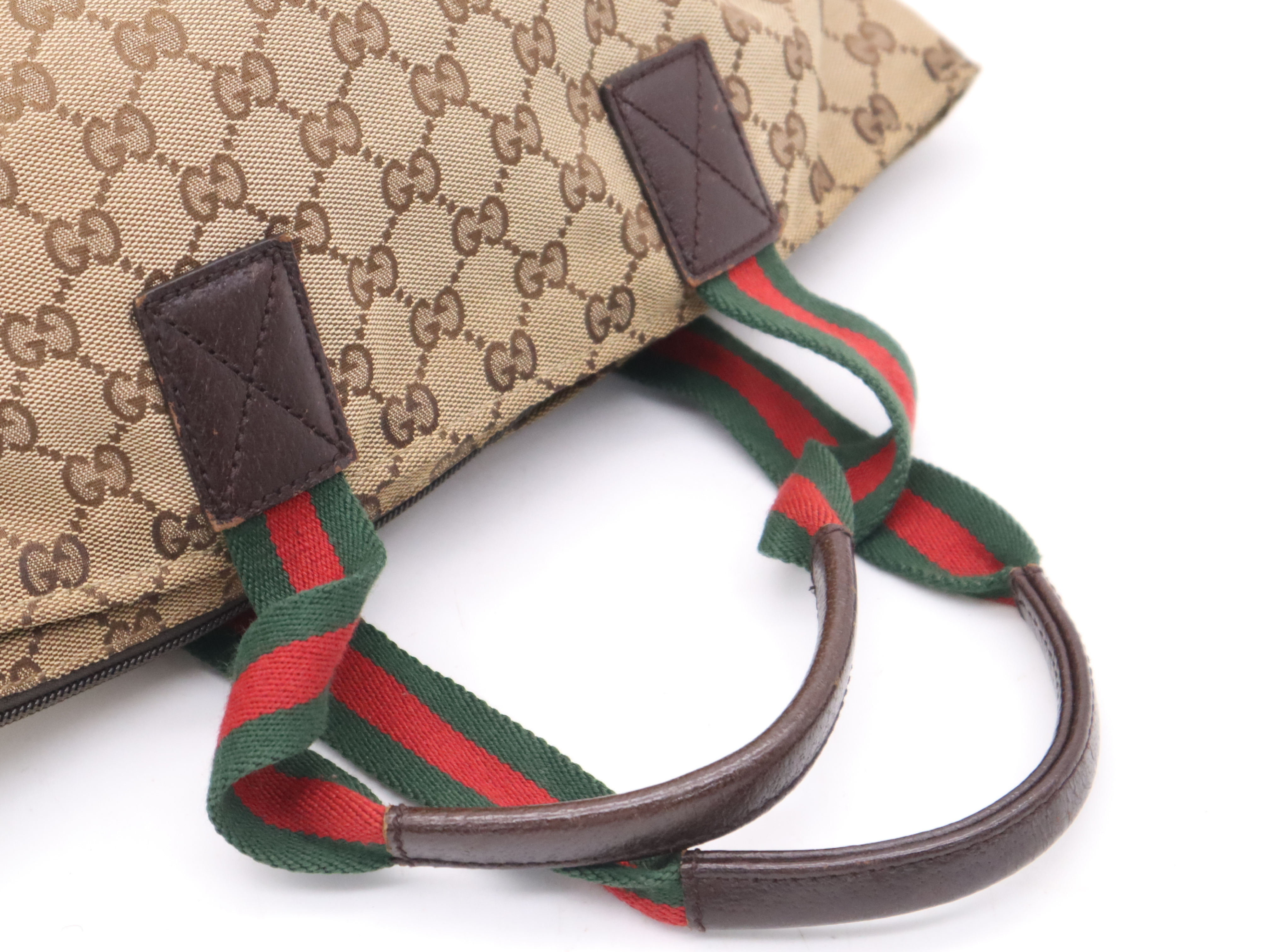 131228GG Canvas Sherry Line Beige Brown Silver Hardware Handbag — view 6