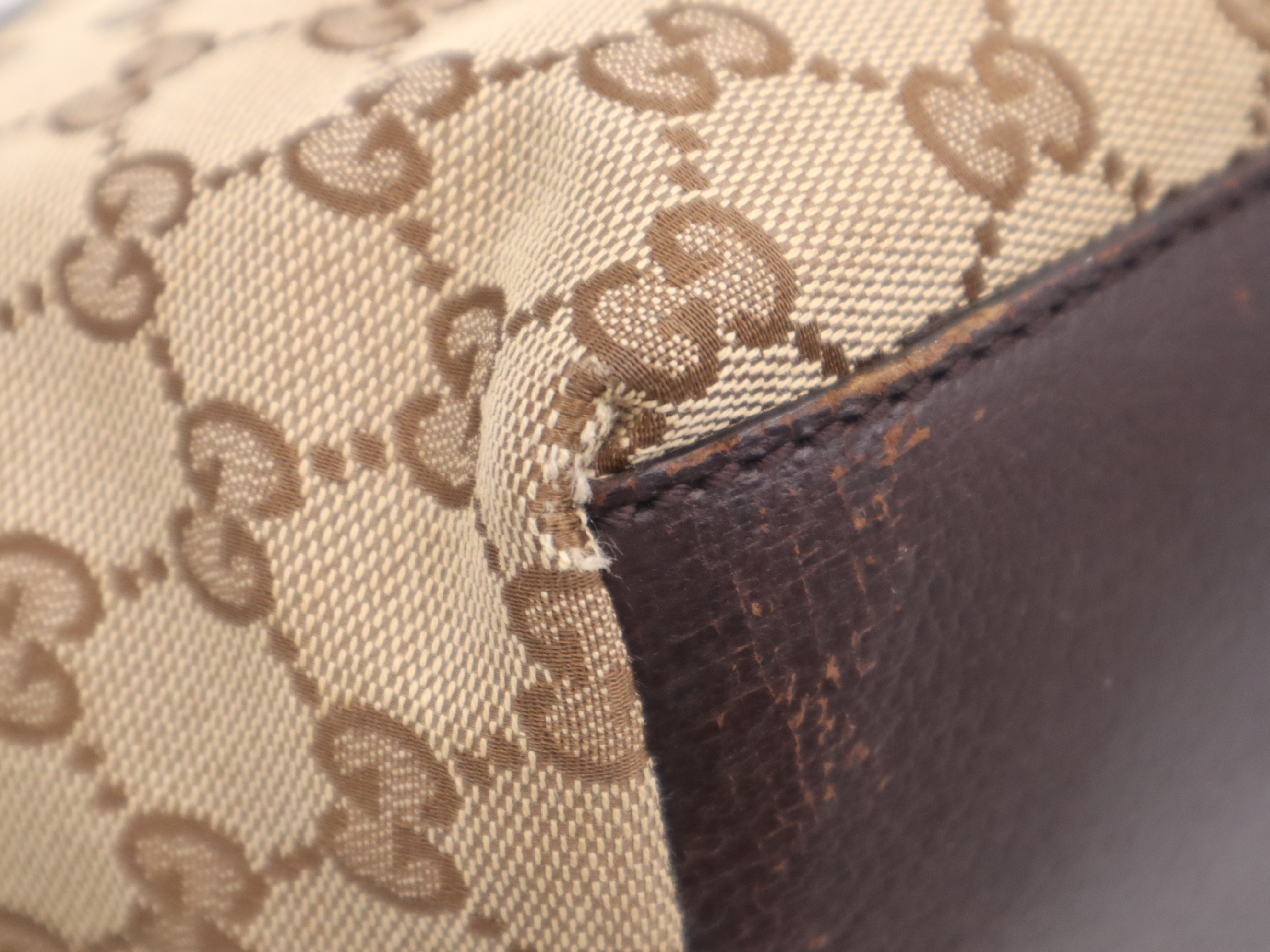 131228GG Canvas Sherry Line Beige Brown Silver Hardware Handbag — view 10