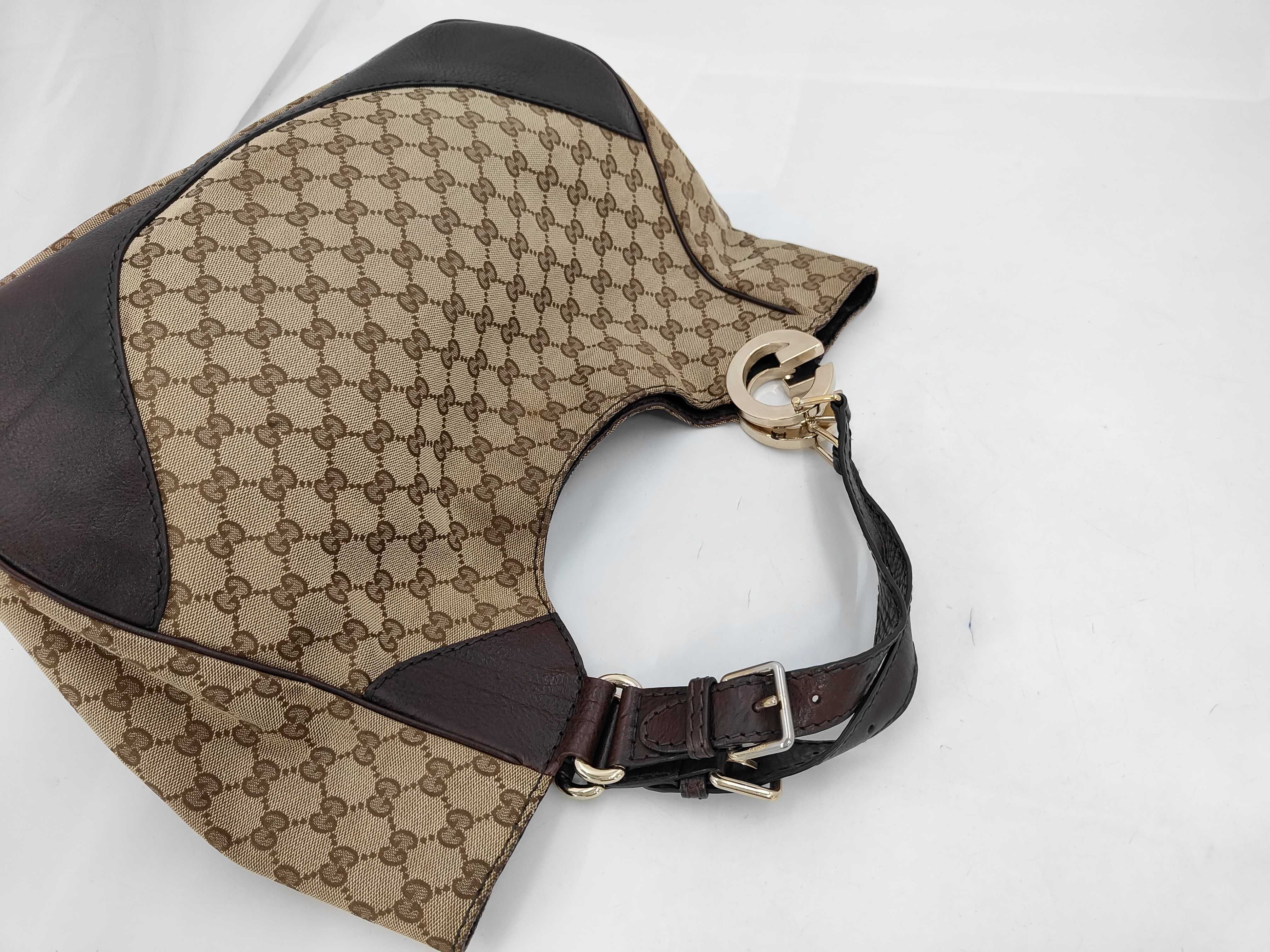 Jacquard Canvas Interlocking G Charlotte Hobo Shoulder Bag Tote Bag — view 5
