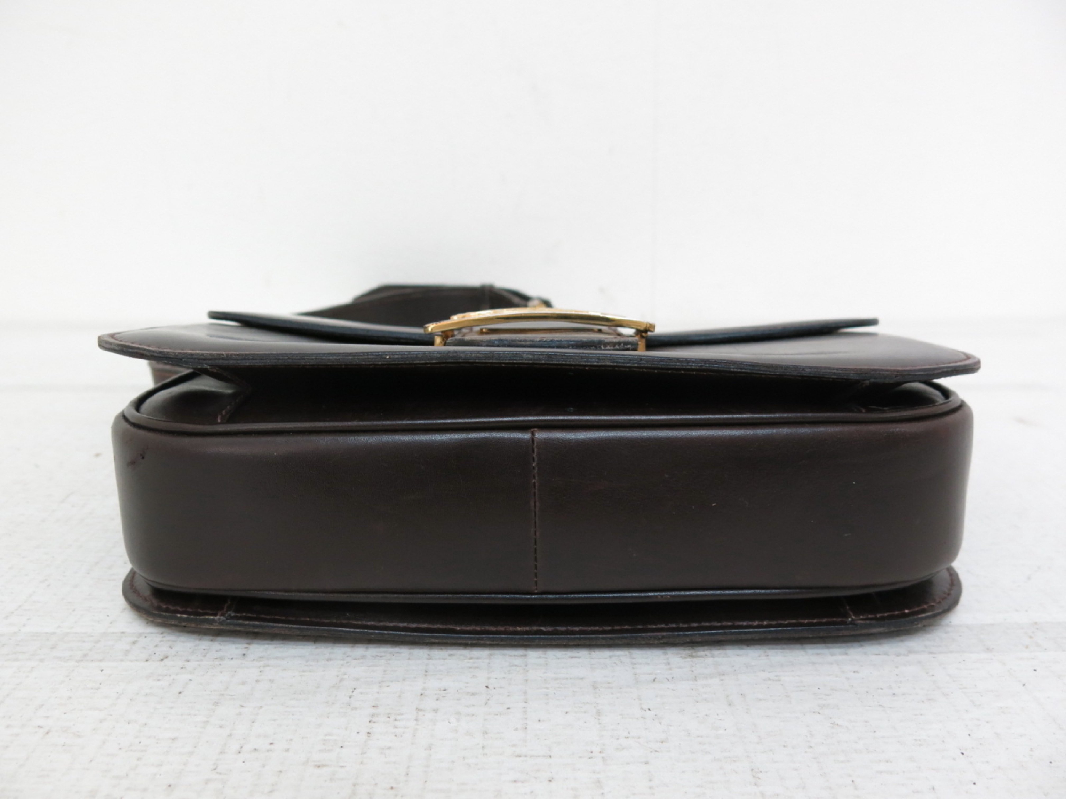 Calfskin Carriage Hardware Brown Shoulder Bag — view 4