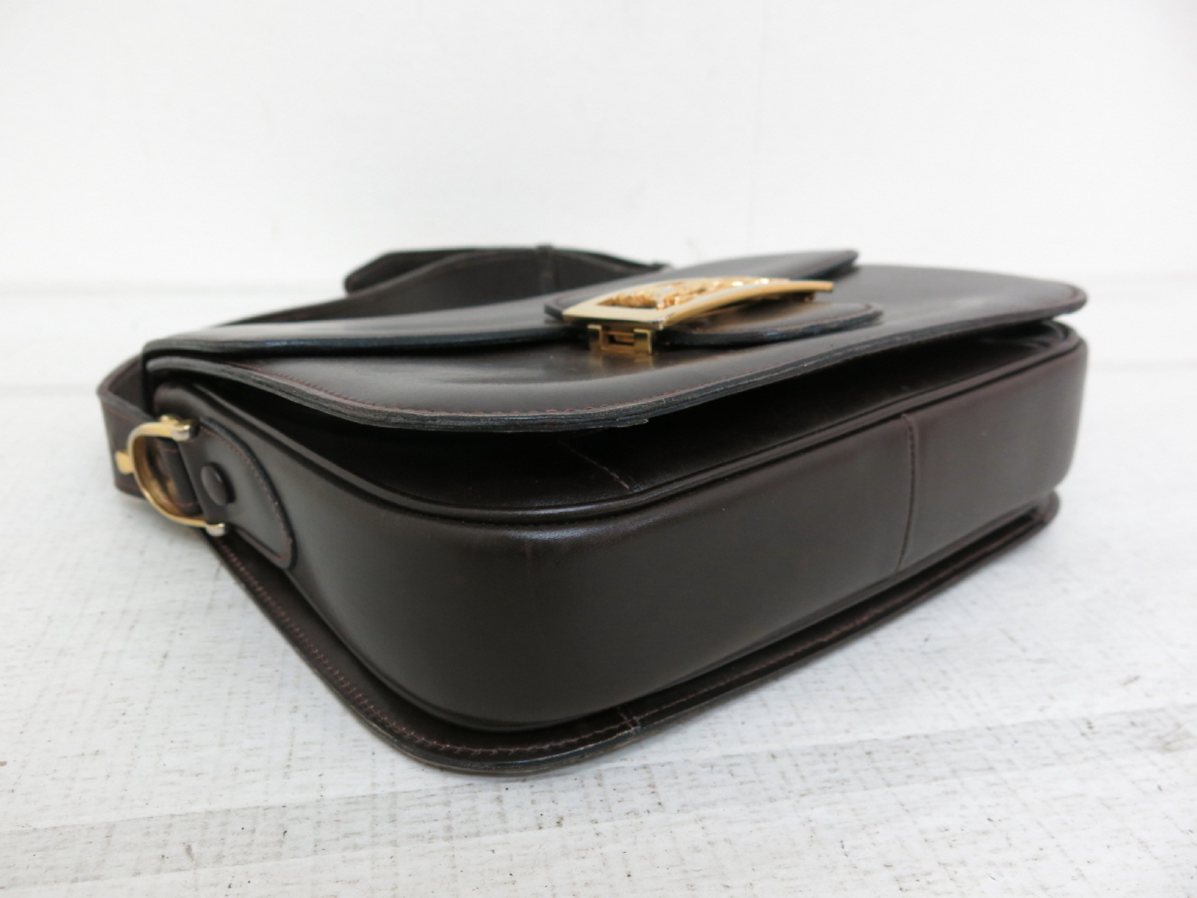 Calfskin Carriage Hardware Brown Shoulder Bag — view 5