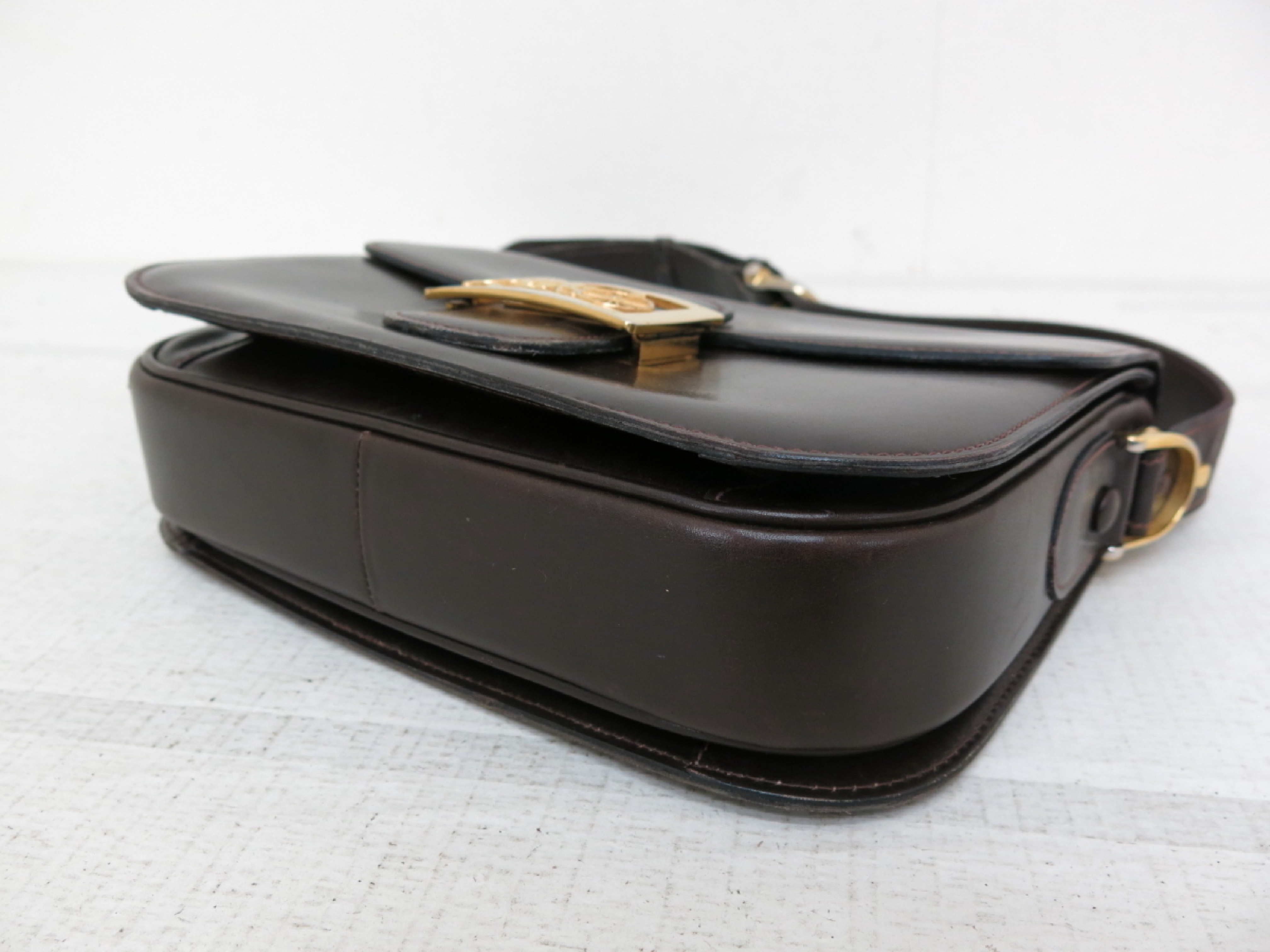 Calfskin Carriage Hardware Brown Shoulder Bag — view 6
