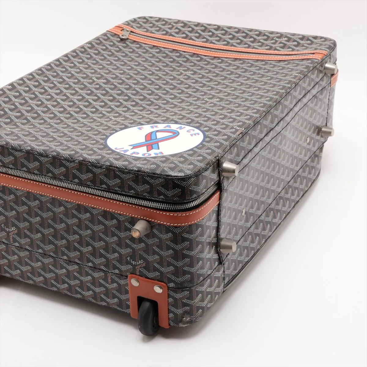 [Individually packaged] Goyard Trolley PVC x Leather Carry Case Black x Brown — view 3