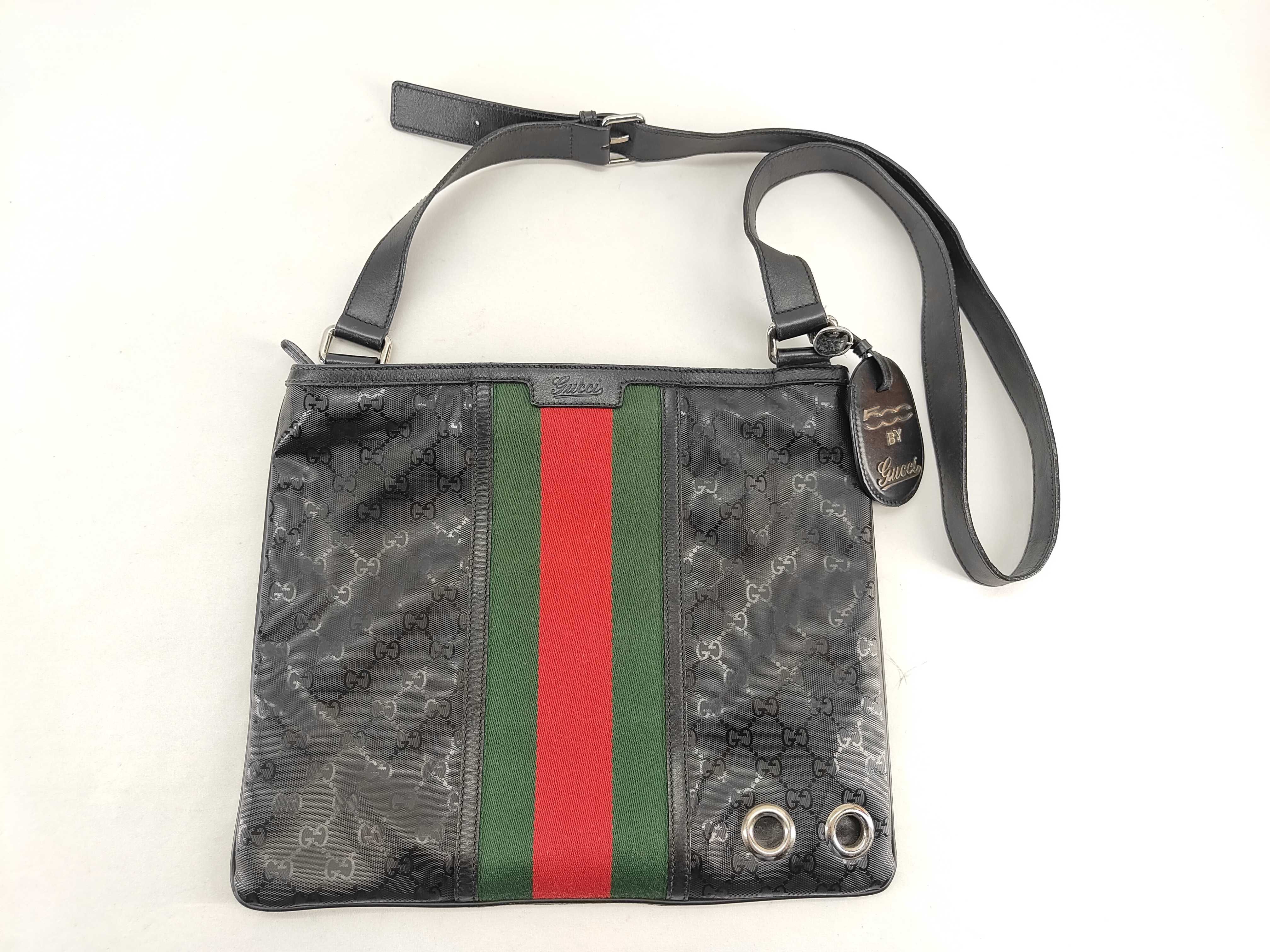 GG Imprime Gucci 269379 GG Imprime Fiat 500 Collaboration Sherry Line Shoulder Bag Coated Canvas Leather Black Shoulder Bag