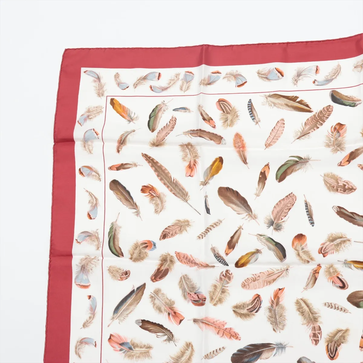 silk scarf, white and red. Shows wear, — view 2
