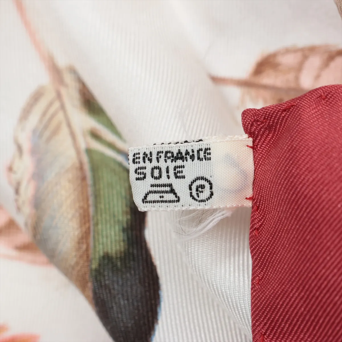 silk scarf, white and red. Shows wear, — view 8