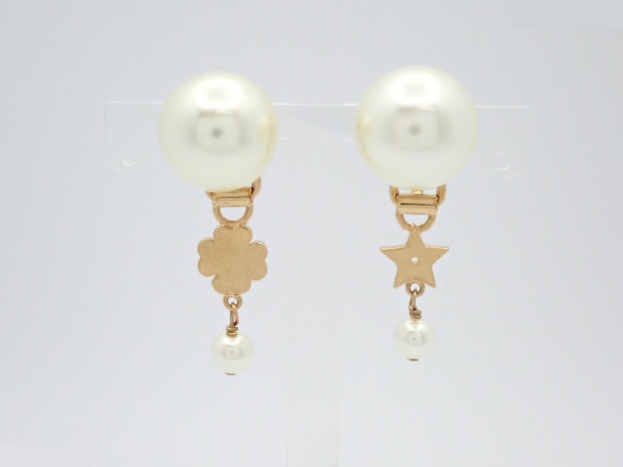 Gold earrings with stones and pearls. — view 2