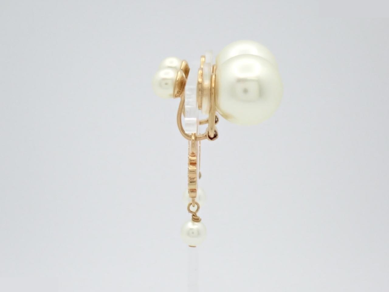 Gold earrings with stones and pearls. — view 3