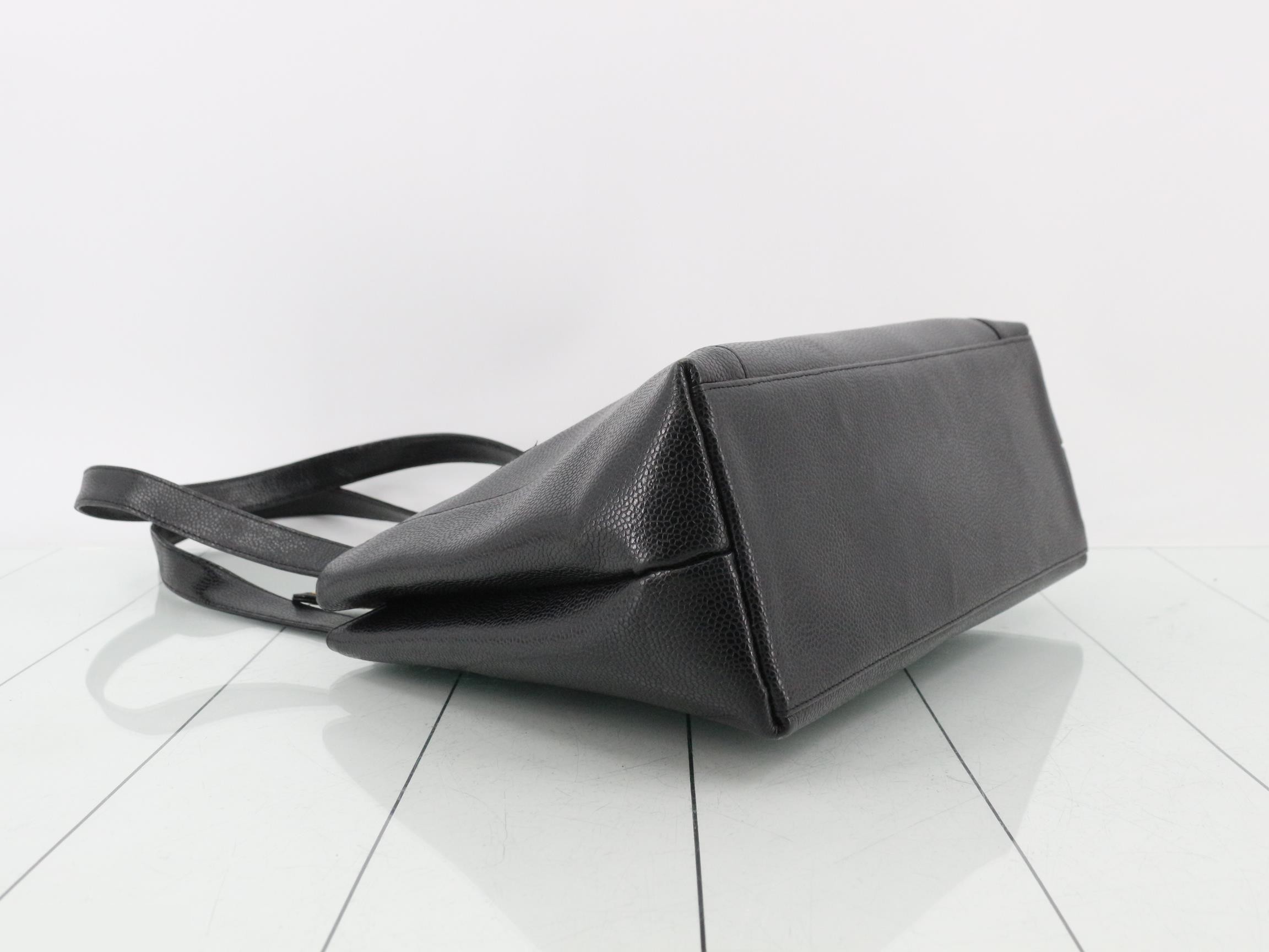 caviar leather tote bag with Coco Mark, black. — view 5