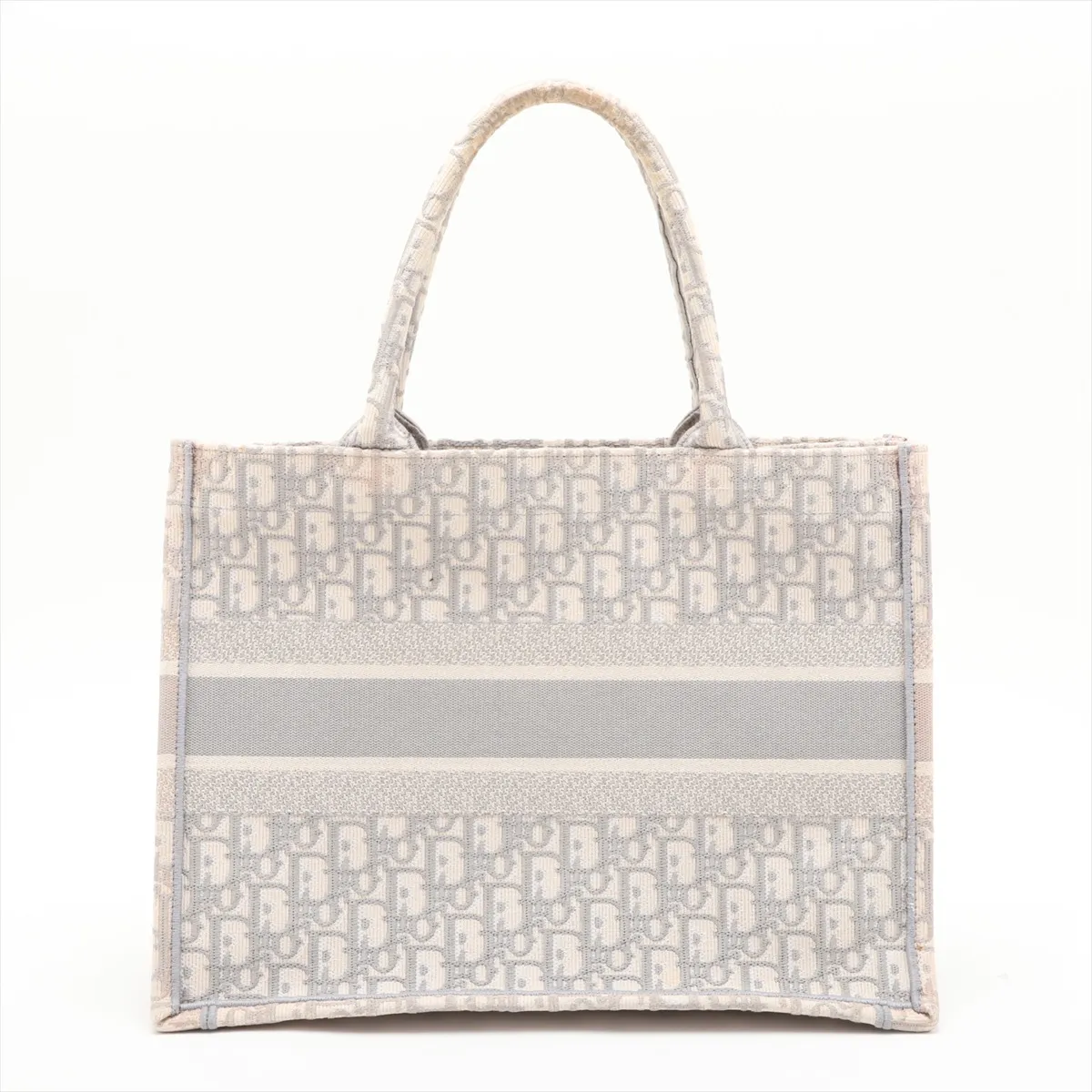Oblique Book Tote Medium Canvas Tote Bag Beige x Gray — view 2