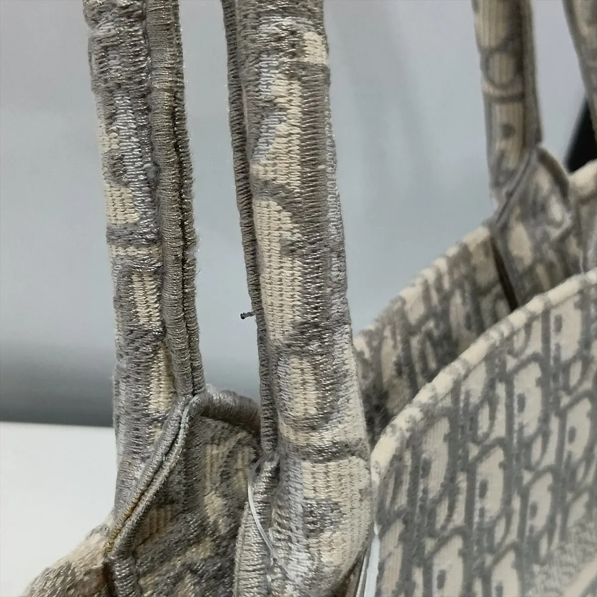 Oblique Book Tote Medium Canvas Tote Bag Beige x Gray — view 11
