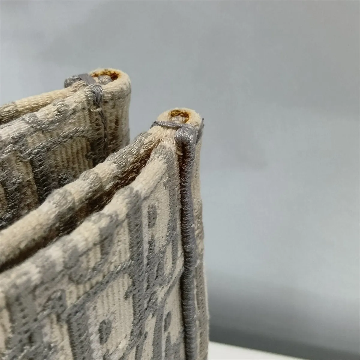 Oblique Book Tote Medium Canvas Tote Bag Beige x Gray — view 12