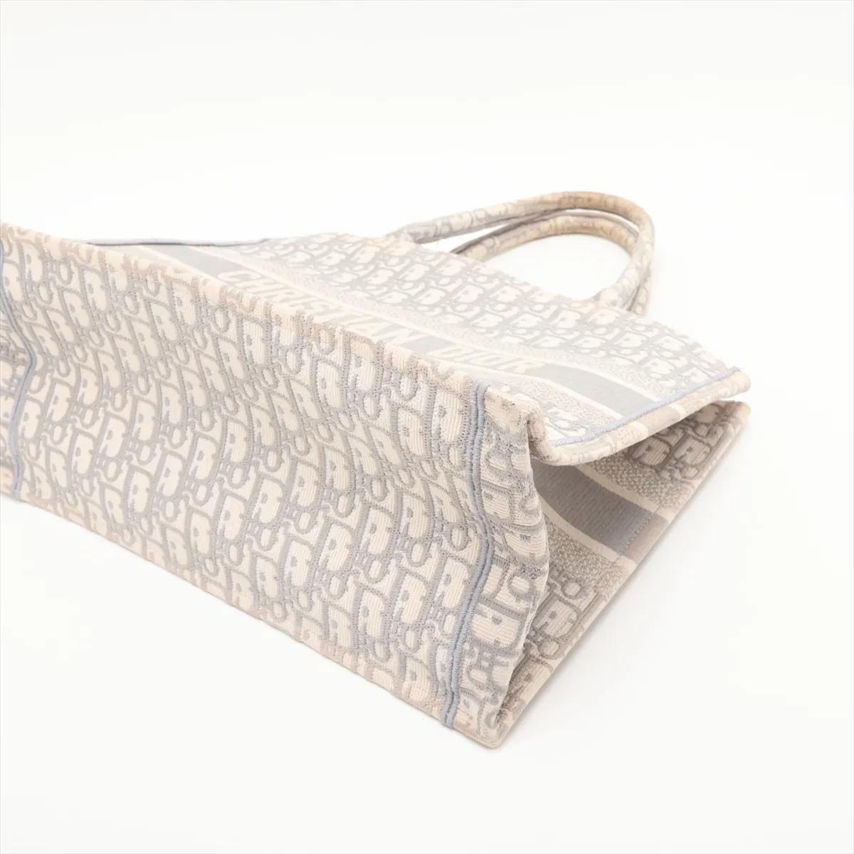 Oblique Book Tote Medium Canvas Tote Bag Beige x Gray — view 3